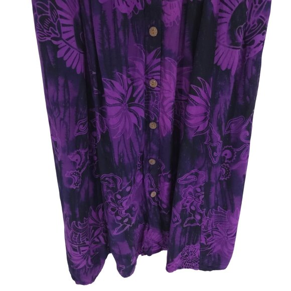 Gone Troppo Skirt Purple Rayon Flowy Travel Tropical Hawaiian Batik Butterfly S - Picture 3 of 11